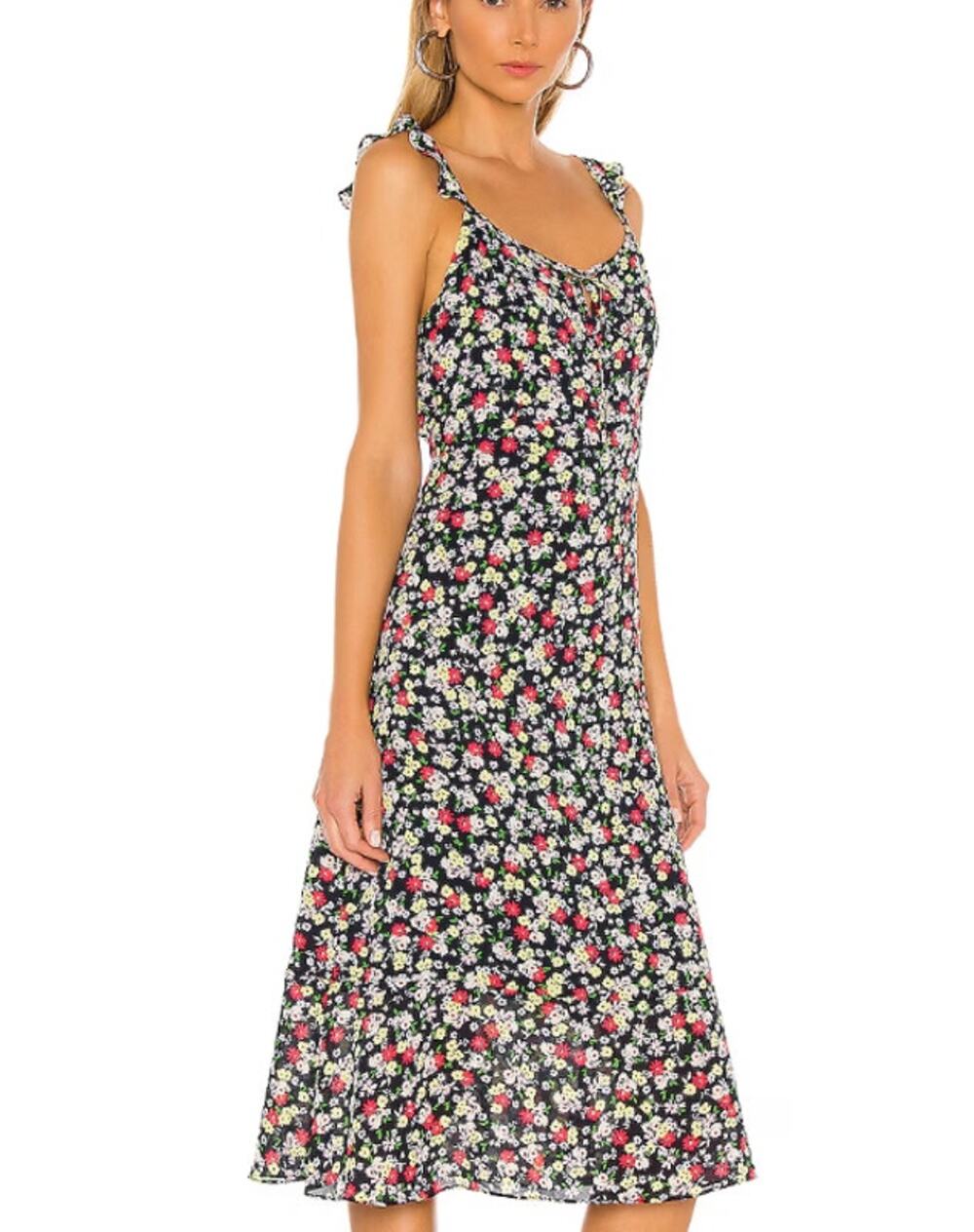 Cupcake and Cashmere Black Floral Midi Slip Dress SIZE 0 Vacation Cottage $130